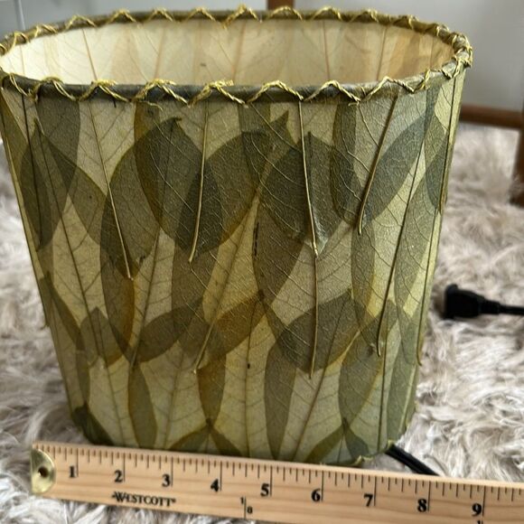 Green Guyabano & Cocoa Leaf Small Oval Accent Table Lamp Natural Boho - Picture 14 of 17